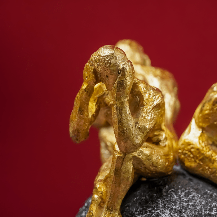 Hear no evil, see no evil, speak no evil Sculpture - The Golden Theory