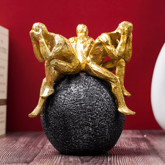 Hear no evil, see no evil, speak no evil Sculpture - The Golden Theory