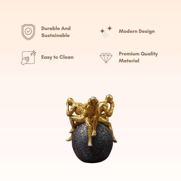 Hear no evil, see no evil, speak no evil Sculpture - The Golden Theory
