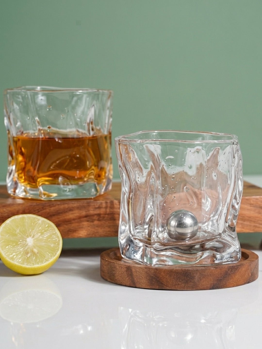 Irregular Wave Sculpted Clear Glasses Design - Set of 6 - The Golden Theory