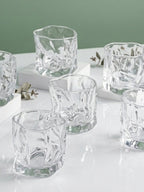 Irregular Wave Sculpted Clear Glasses Design - Set of 6 - The Golden Theory