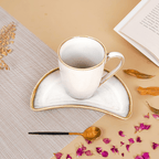 Ivory Ceramic Mug and Crescent Plate Set - The Golden Theory