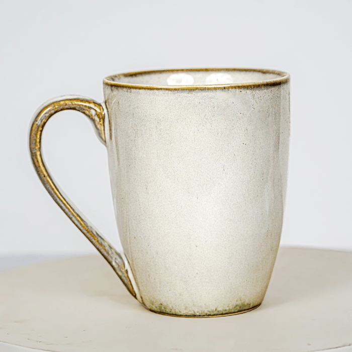 Ivory Ceramic Mug and Crescent Plate Set - The Golden Theory
