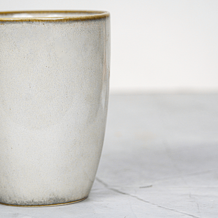 Ivory Ceramic Mug and Crescent Plate Set - The Golden Theory