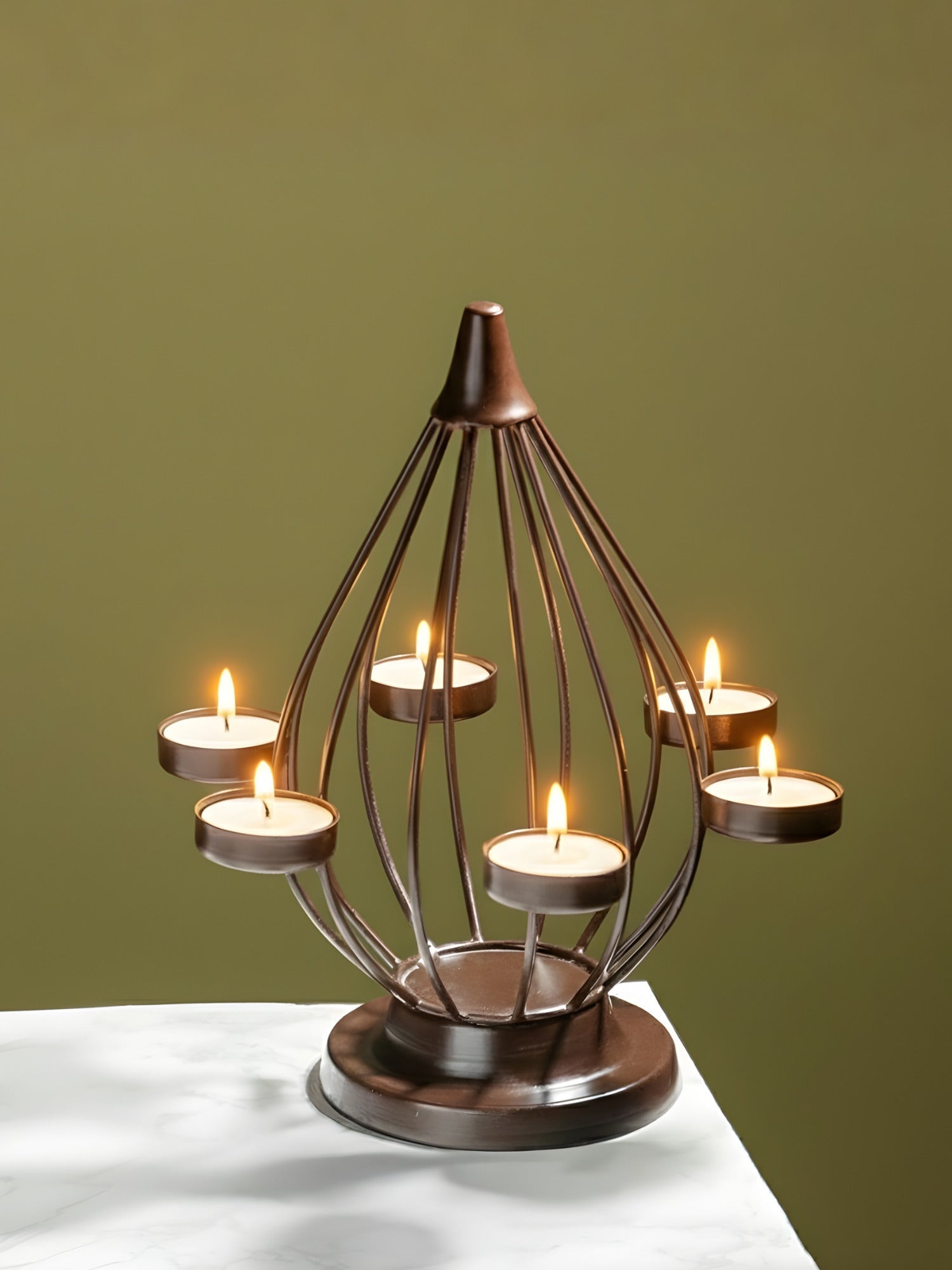 Lantern-Style Modern Brass Tealight Holder - The Golden Theory