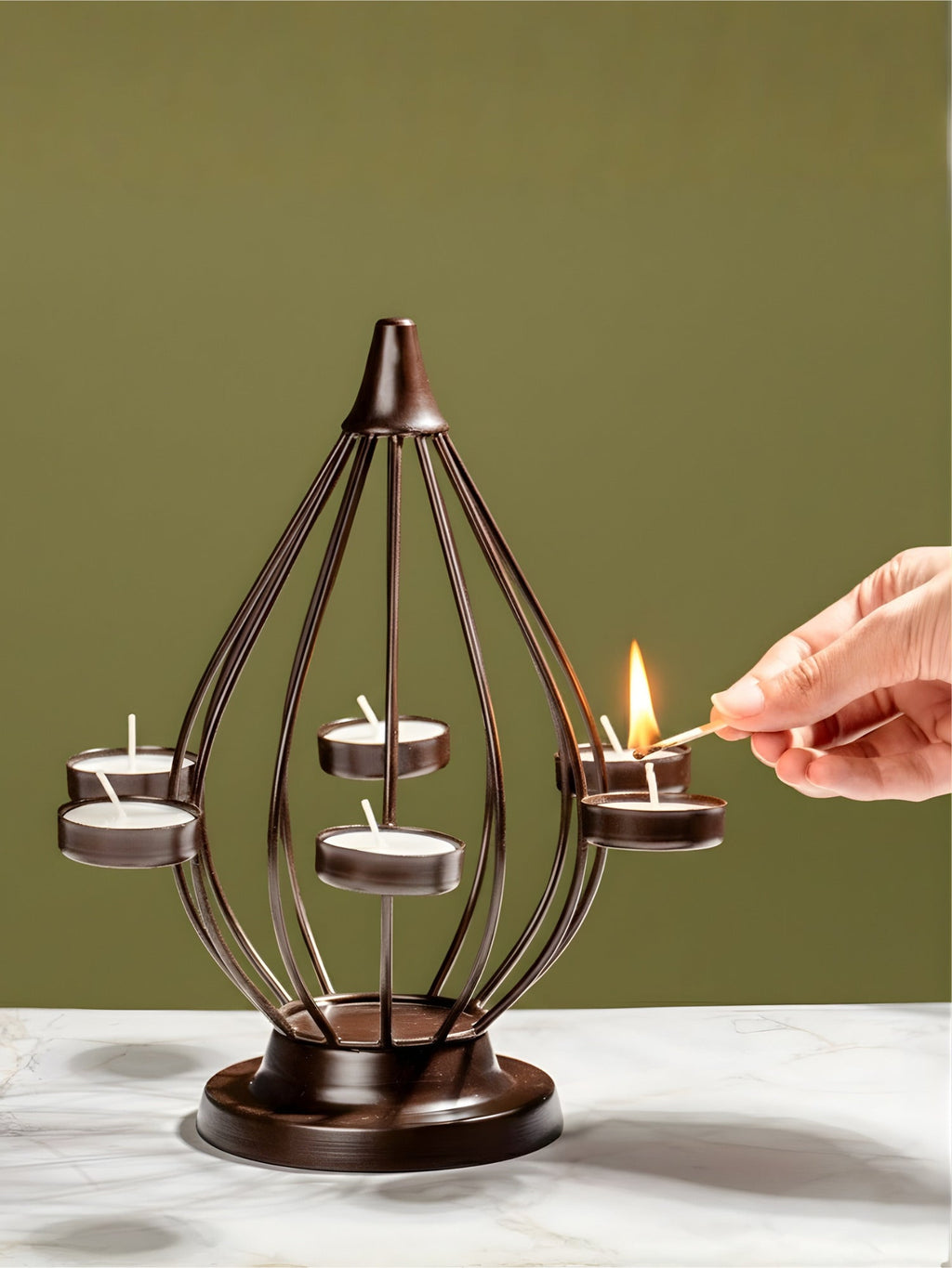Lantern-Style Modern Brass Tealight Holder - The Golden Theory