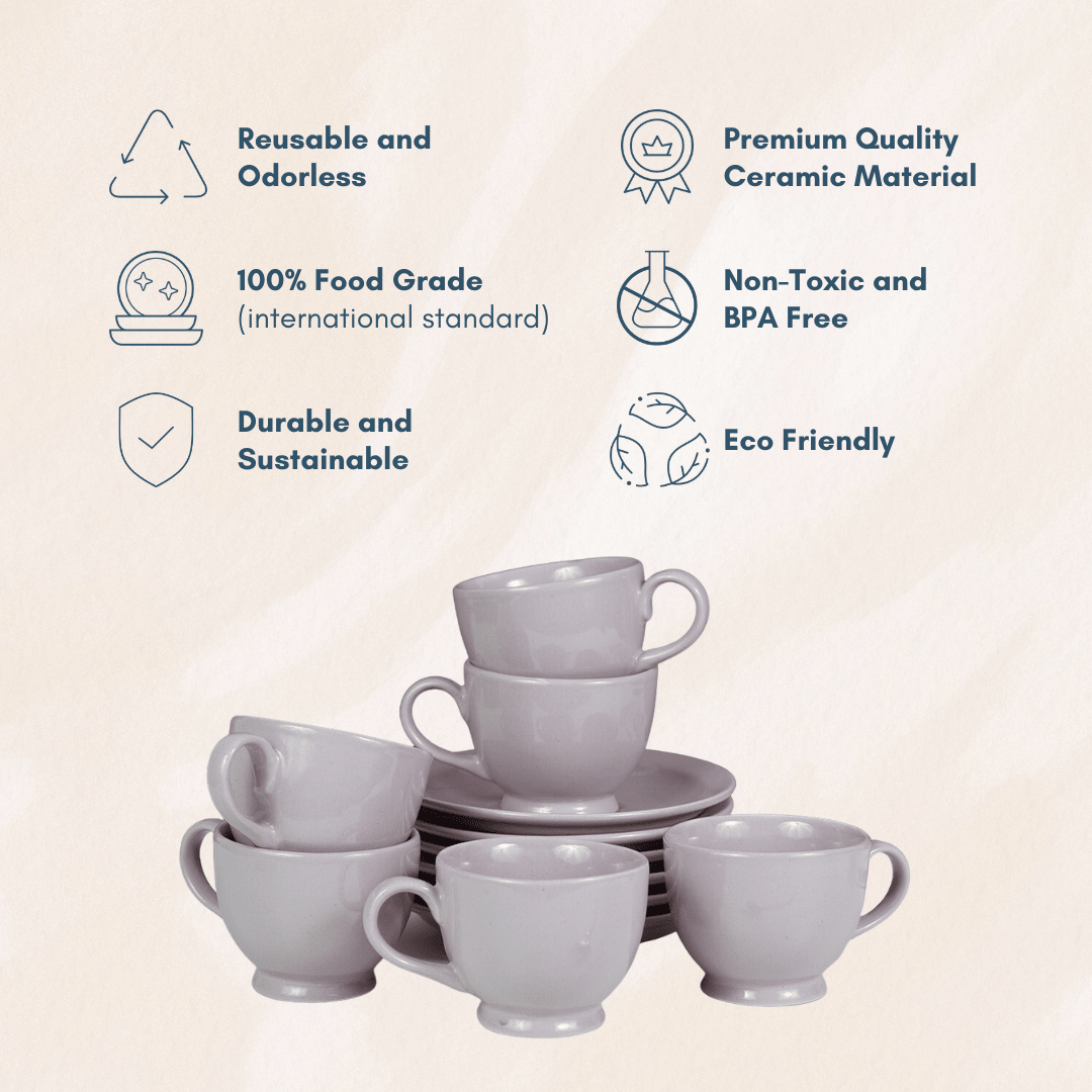 Lavender Ceramic Cup and Saucer - The Golden Theory
