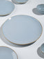 Light Blue Ceramic Dinner Plate with Rustic Gold Rim Finish - The Golden Theory