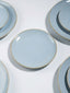 Light Blue Ceramic Quarter Plate with Rustic Gold Rim Finish - The Golden Theory