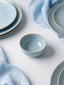 Light Blue Ceramic Small Bowl with Rustic Gold Rim Finish - The Golden Theory