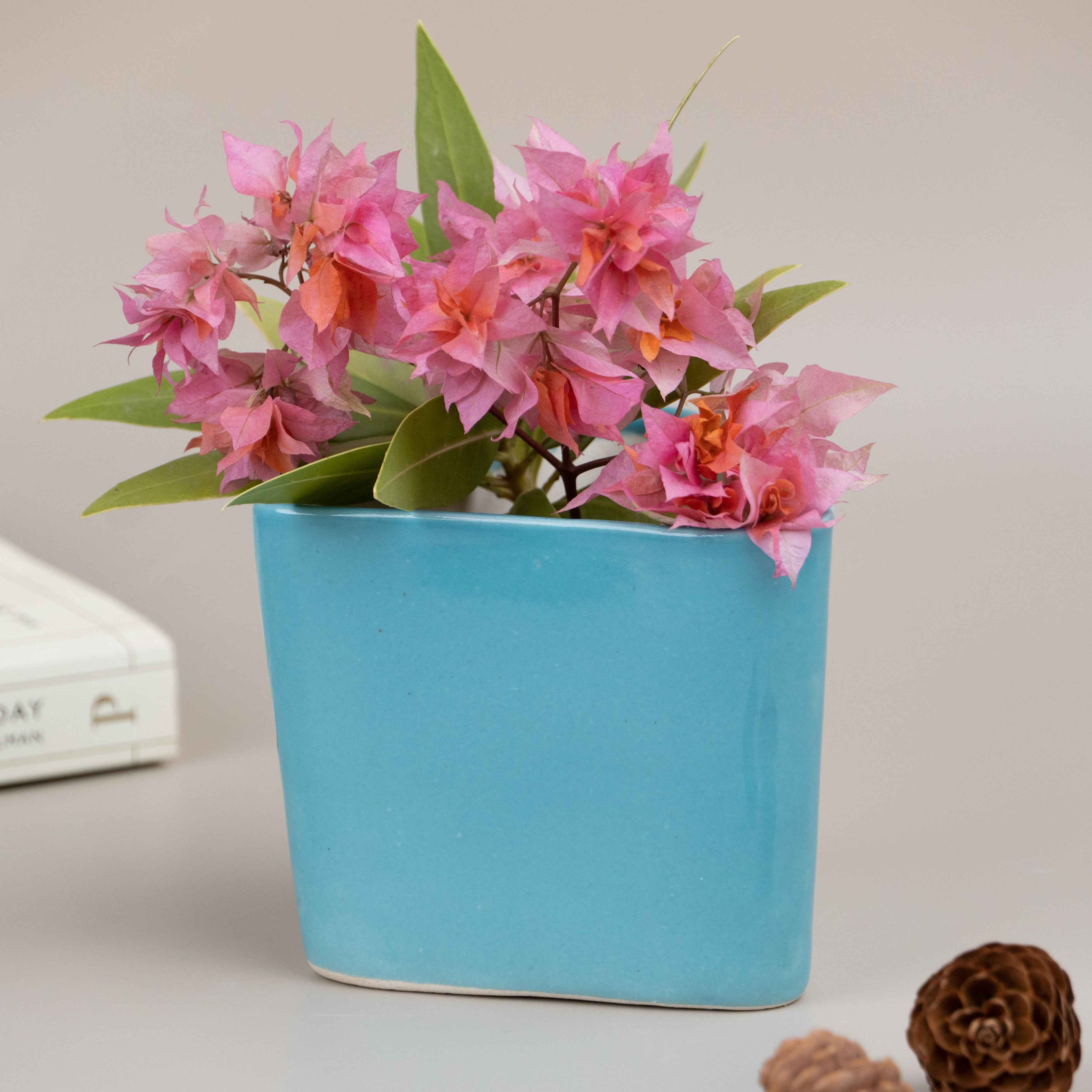Light Blue Ceramic Triangle Planter Main image