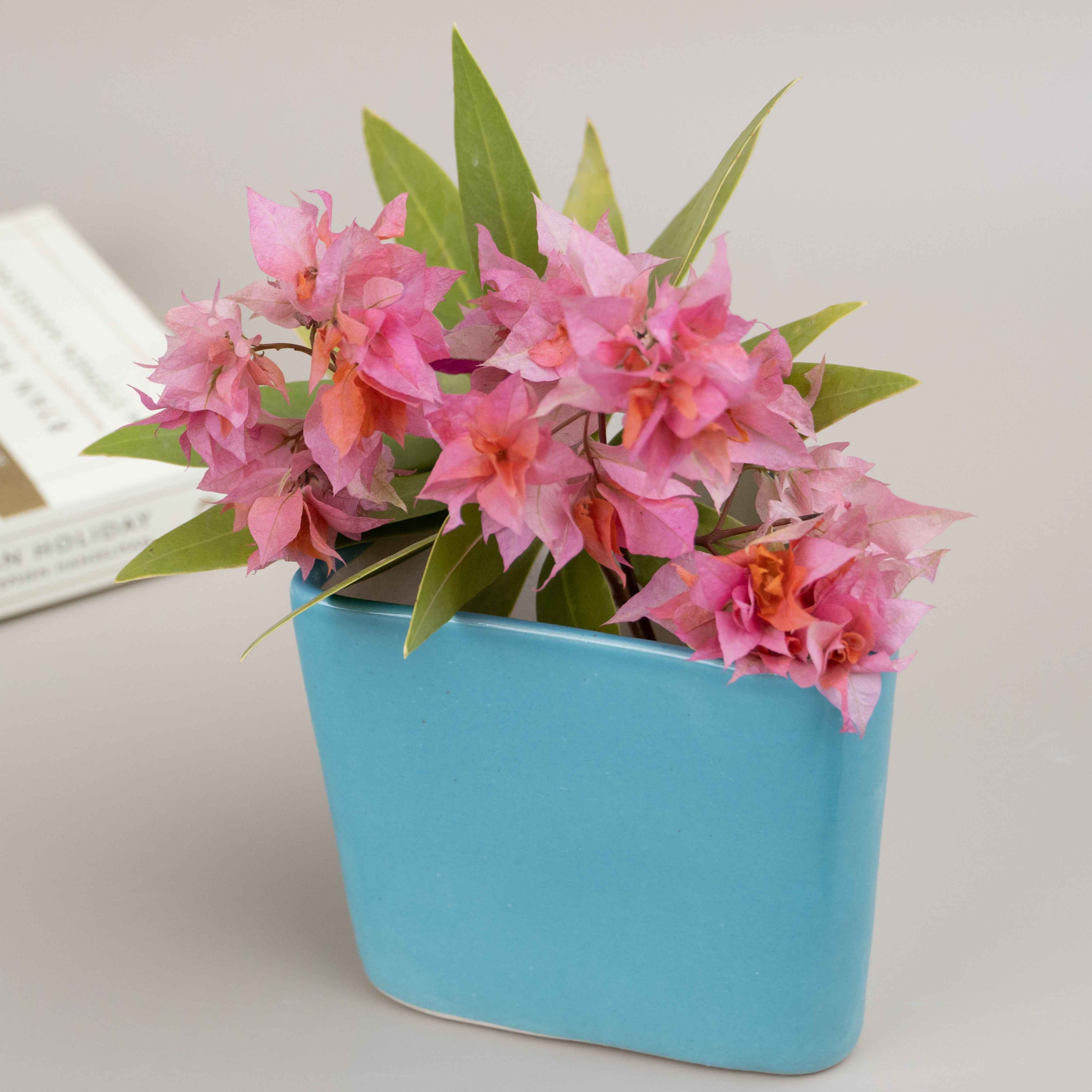 Light Blue Ceramic Triangle Planter Secondary image