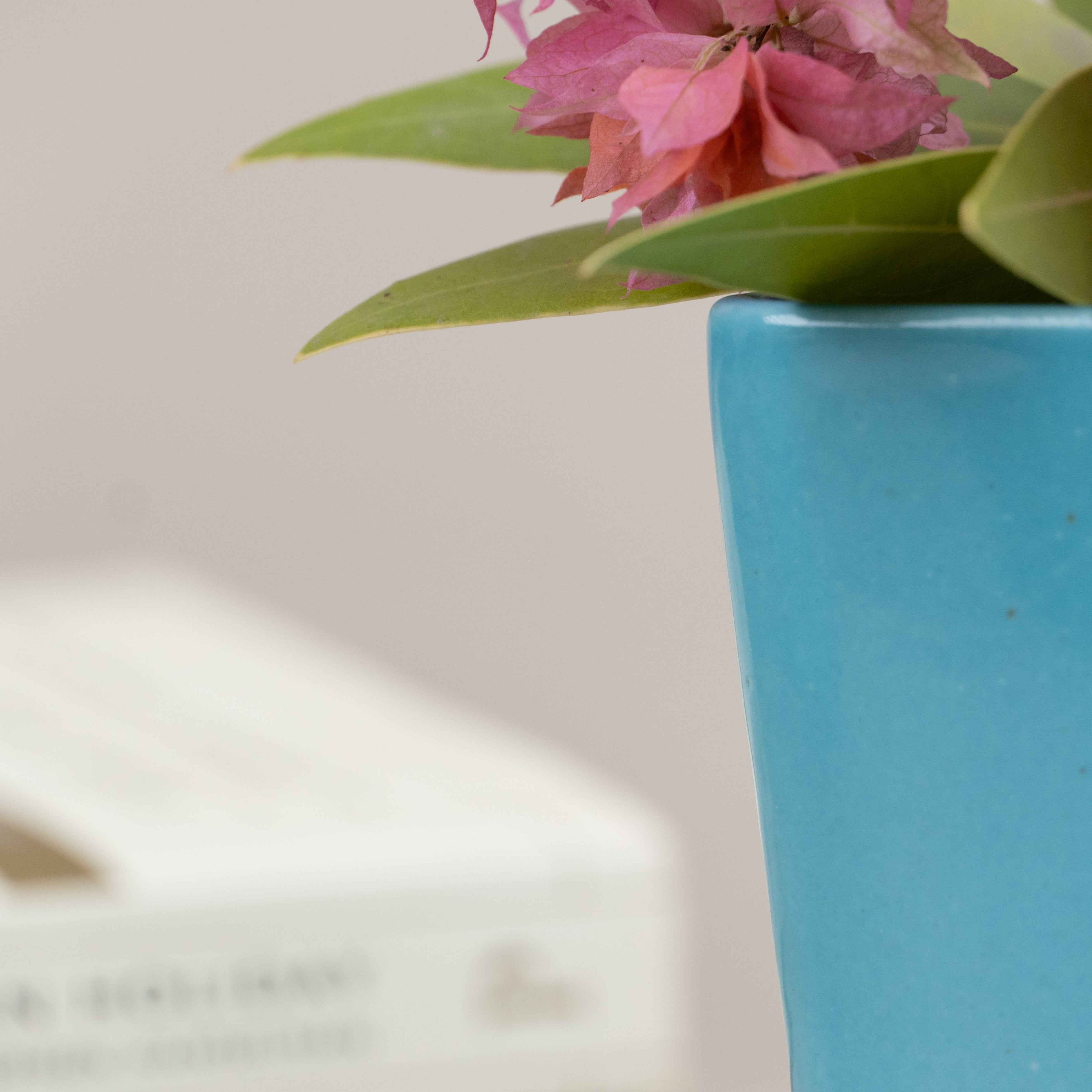 Light Blue Ceramic Triangle Planter