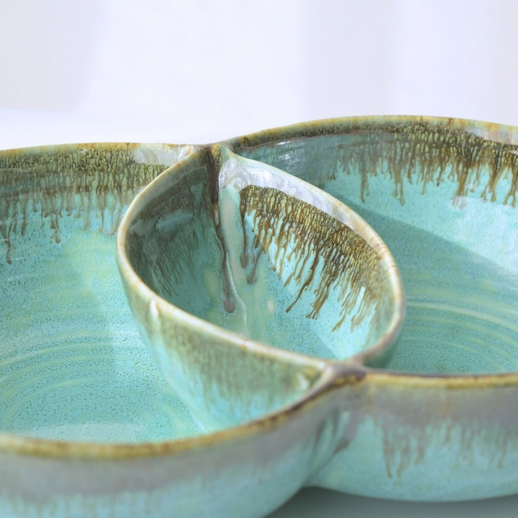 Light Green Ceramic Double Bowl - The Golden Theory