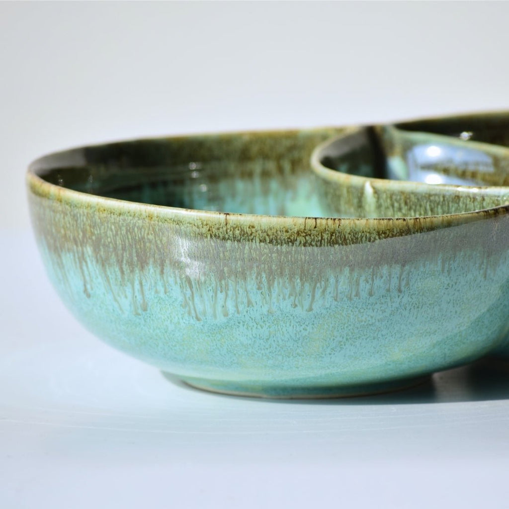 Light Green Ceramic Double Bowl - The Golden Theory