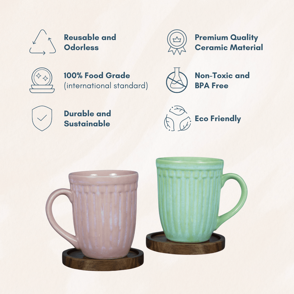 Light Green Handcrafted Ceramic Coffee Mug - The Golden Theory