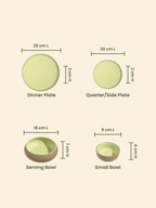 Light Green & Rust Ceramic Dinner Set of 14 - The Golden Theory