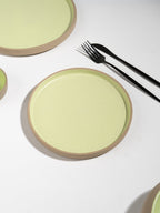 Light Green & Rust Ceramic Quarter Plate - The Golden Theory