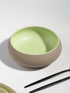 Light Green & Rust Ceramic Serving Bowl - The Golden Theory