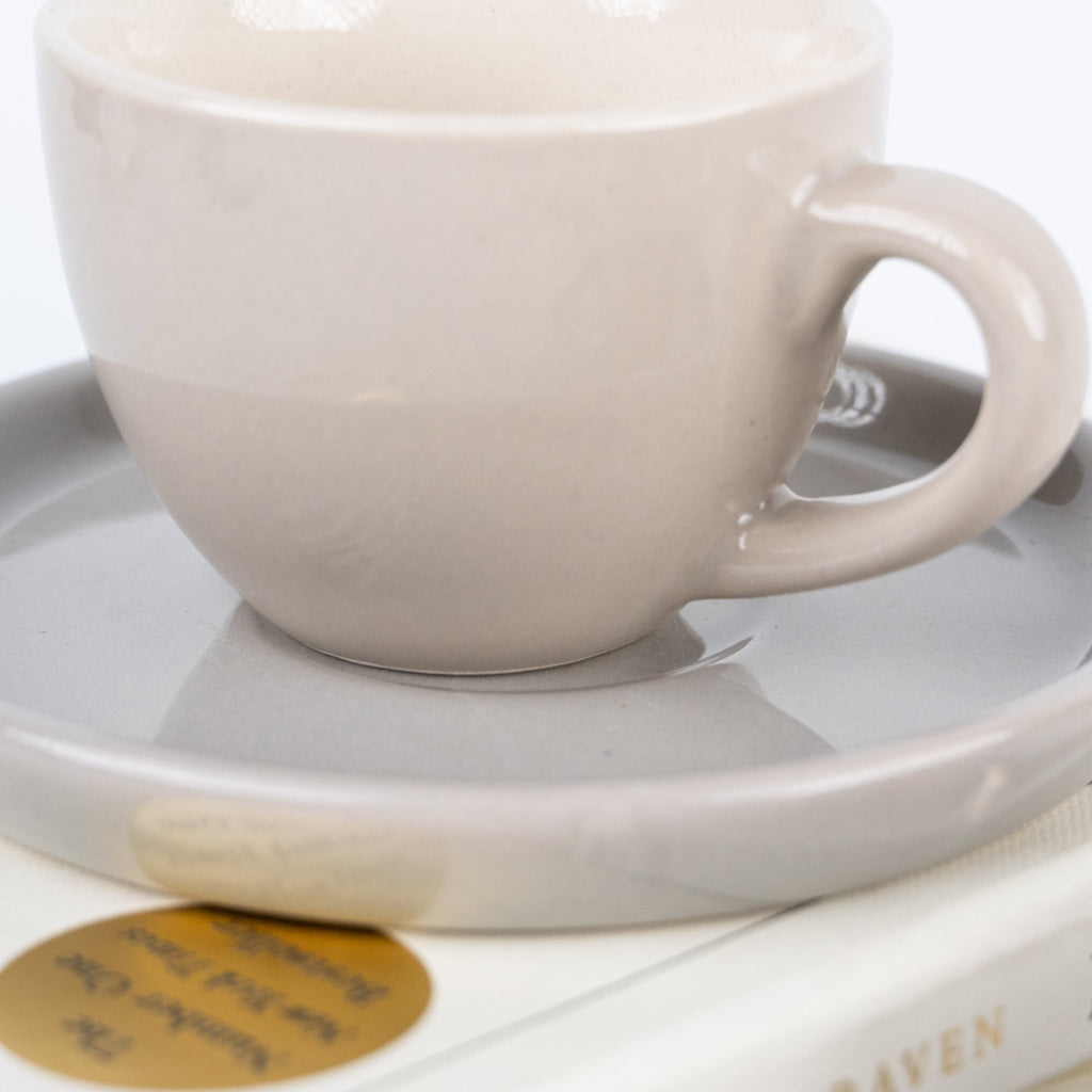 Light Grey Ceramic Espresso Cup and Saucer | Set of 2 - The Golden Theory