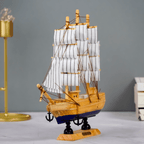 Light Wood and Blue Model Ship Sculpture - The Golden Theory