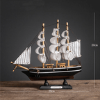 Light Wood and Blue Model Ship Sculpture - The Golden Theory