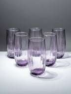 Lilac-Tint Ribbed Tall Glasses - Set of 6 - The Golden Theory