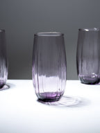 Lilac-Tint Ribbed Tall Glasses - Set of 6 - The Golden Theory