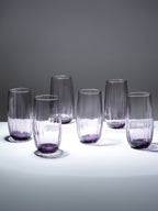 Lilac-Tint Ribbed Tall Glasses - Set of 6 - The Golden Theory