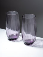 Lilac-Tint Ribbed Tall Glasses - Set of 6 - The Golden Theory