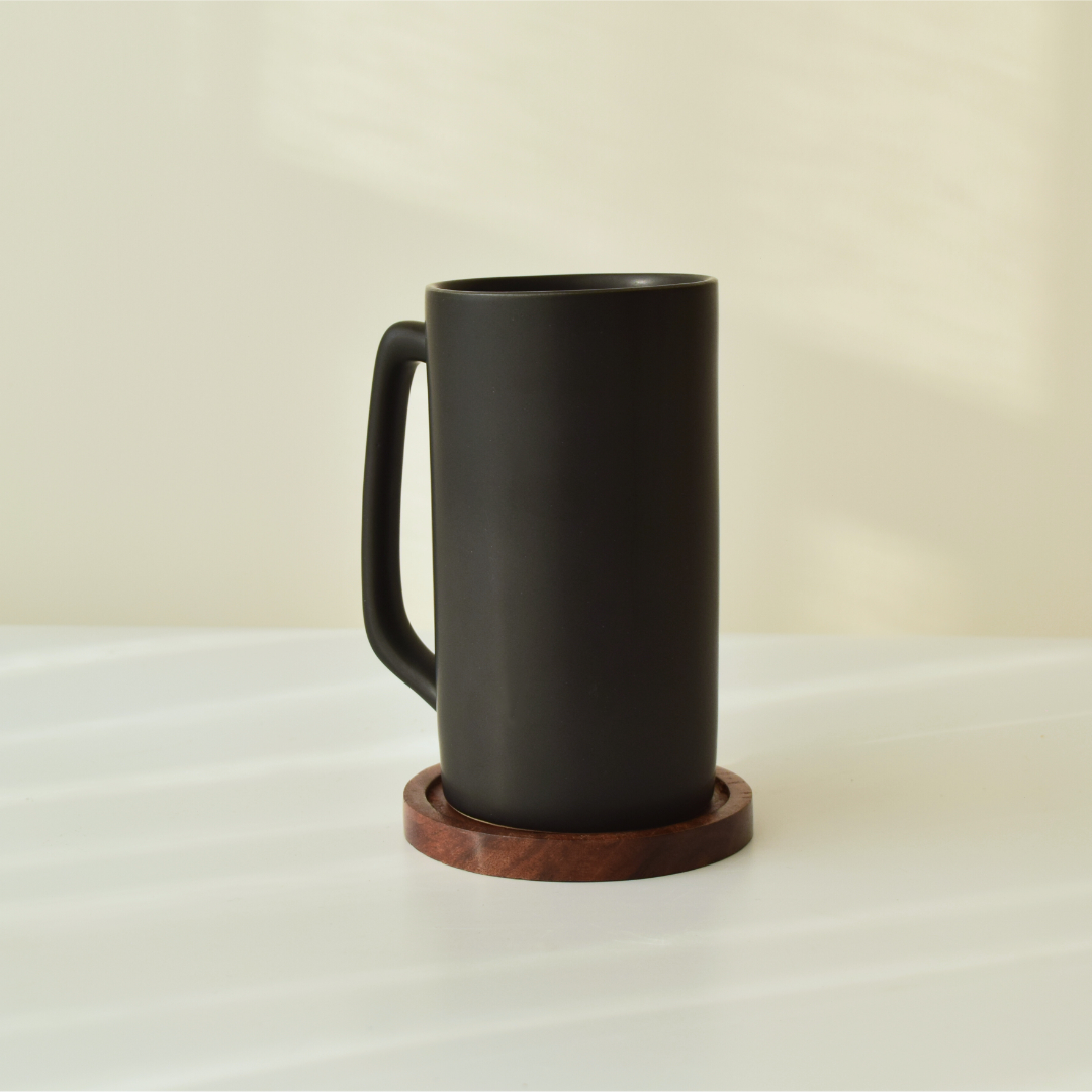 Matt Black Ceramic Beer Mug Main image