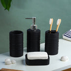 Matte Black Ceramic Bathroom Set of 4 - The Golden Theory