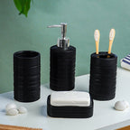 Matte Black Ceramic Bathroom Set of 4 - The Golden Theory