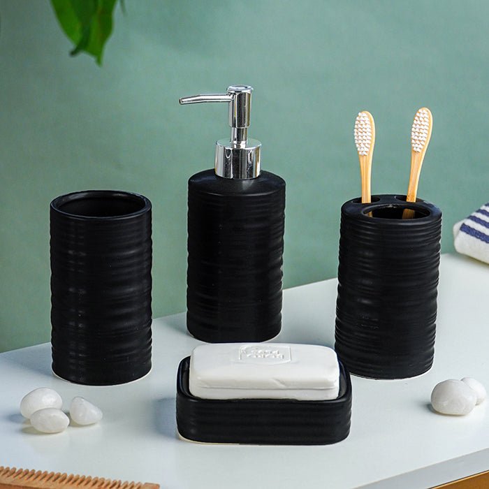 Matte Black Ceramic Bathroom Set of 4 - The Golden Theory
