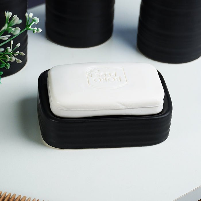 Matte Black Ceramic Bathroom Set of 4 - The Golden Theory