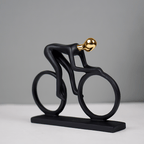 Matte Black Cyclist Sculpture with Gold Head - Modern Sports Art Décor - The Golden Theory