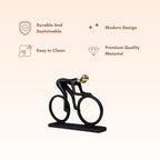 Matte Black Cyclist Sculpture with Gold Head - Modern Sports Art Décor - The Golden Theory