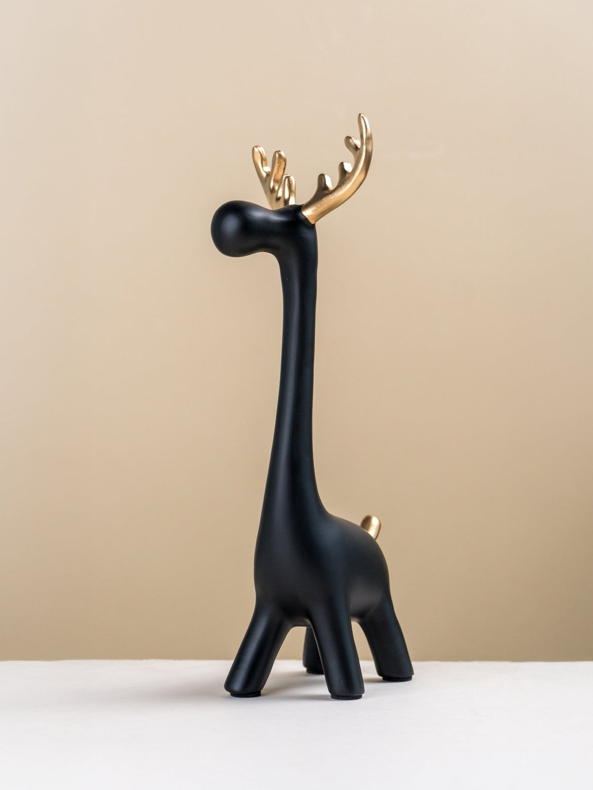 Matte Black & Gold Deer Family Sculpture Set - The Golden Theory