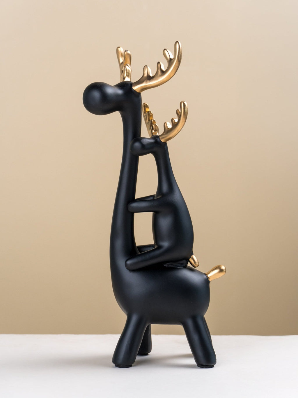 Matte Black & Gold Deer Family Sculpture Set - The Golden Theory