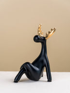 Matte Black & Gold Deer Family Sculpture Set - The Golden Theory