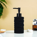 Matte Black Ripple Ceramic Soap Dispenser - The Golden Theory