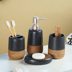 Matte Black Speckled Ceramic Bathroom Set of 4 - The Golden Theory