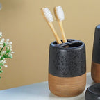 Matte Black Speckled Ceramic Bathroom Set of 4 - The Golden Theory