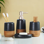 Matte Black Speckled Ceramic Bathroom Set of 4 - The Golden Theory