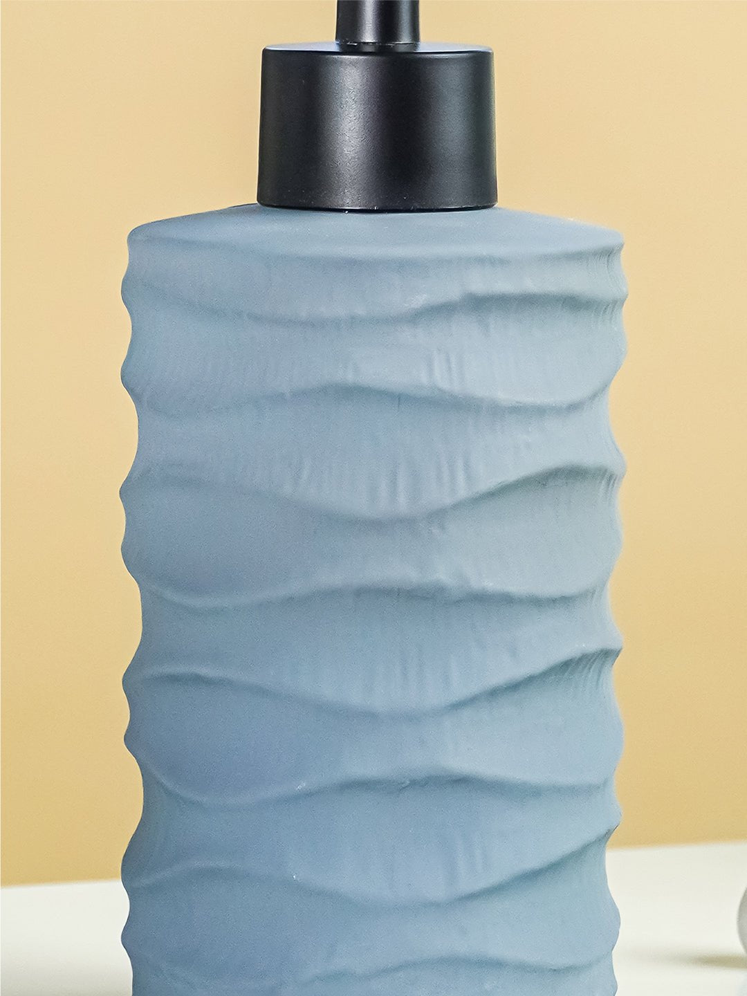 Matte Gray Ripple Ceramic Soap Dispenser Secondary image