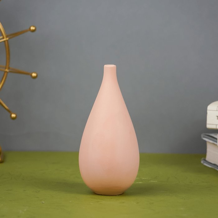 Matte Pink Teardrop Vase with Smooth Finish - The Golden Theory