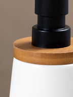 Matte White Ceramic with Bamboo Soap Dispenser - The Golden Theory