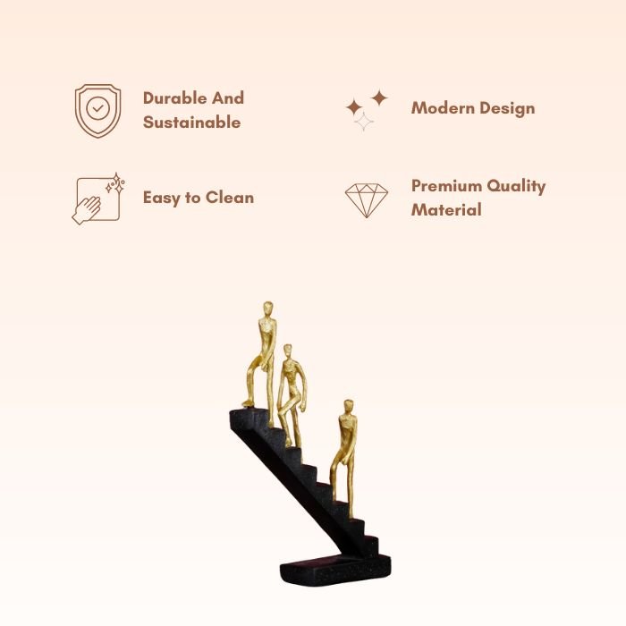 Men Climbing Staircase Sculpture - Modern Inspirational Art - The Golden Theory