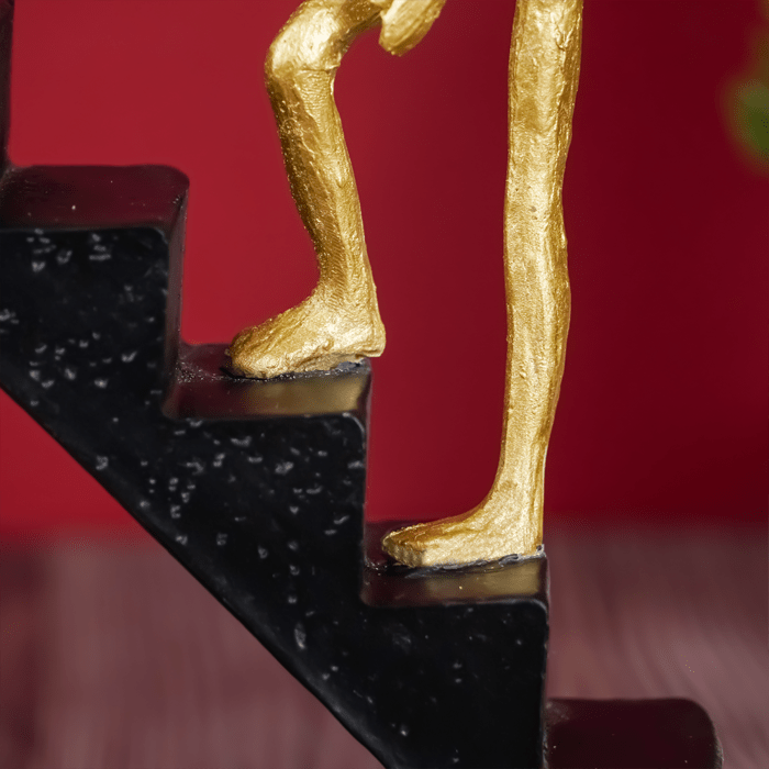 Men Climbing Staircase Sculpture - Modern Inspirational Art - The Golden Theory