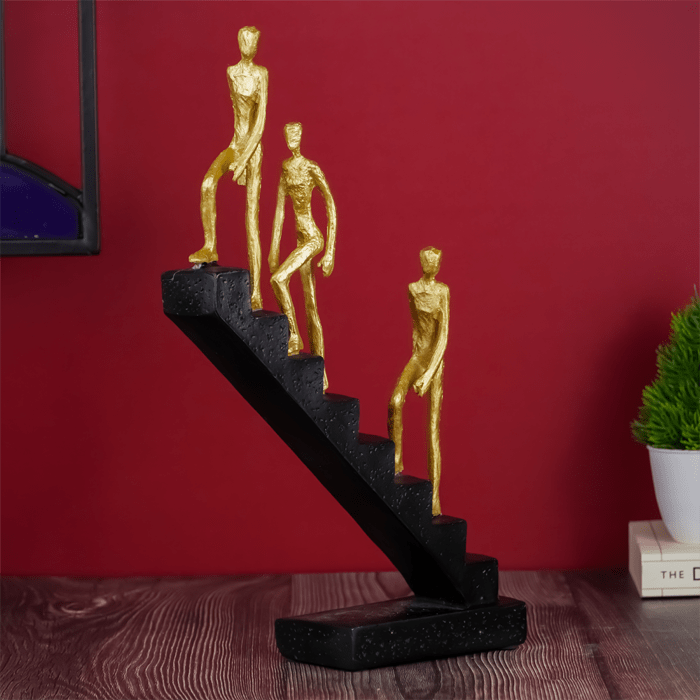 Men Climbing Staircase Sculpture - Modern Inspirational Art - The Golden Theory